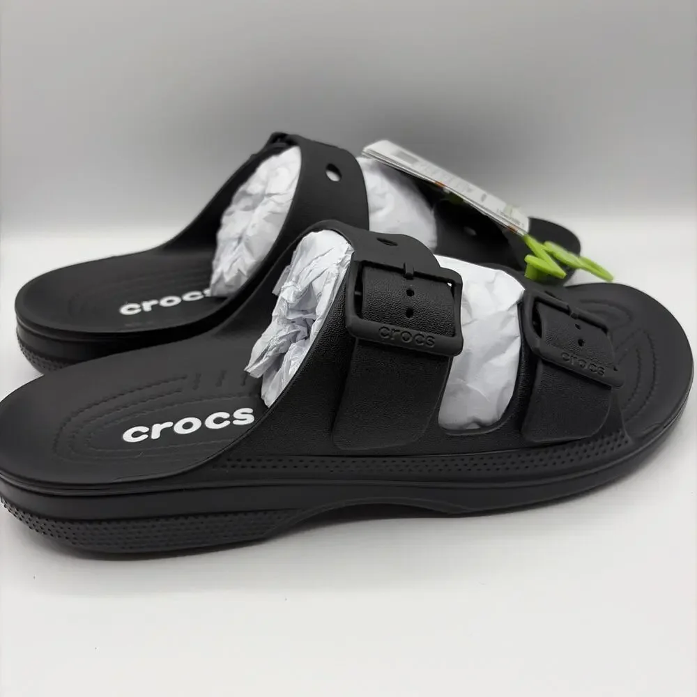 Crocs Saturday Sandals Black Buckle Limited Edition Men’s Sz 11 EU 46 NWT